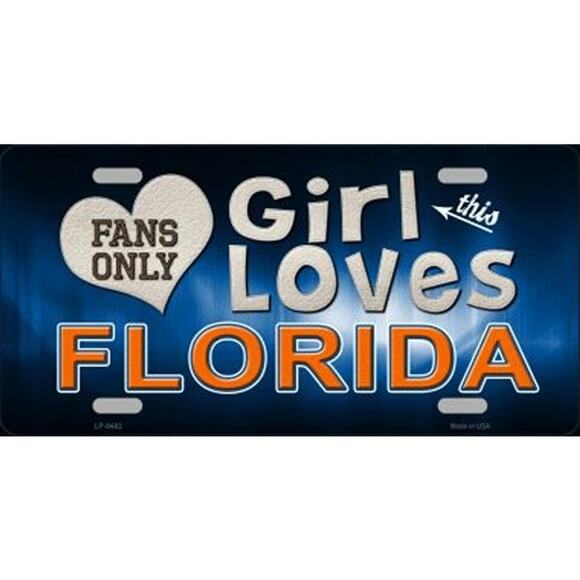 NCAA License Plate Florida This Girl Loves Her Gators Metal Auto Sign football - Picture 1 of 3